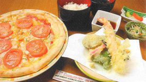 天ぷら定食orトマトピザ