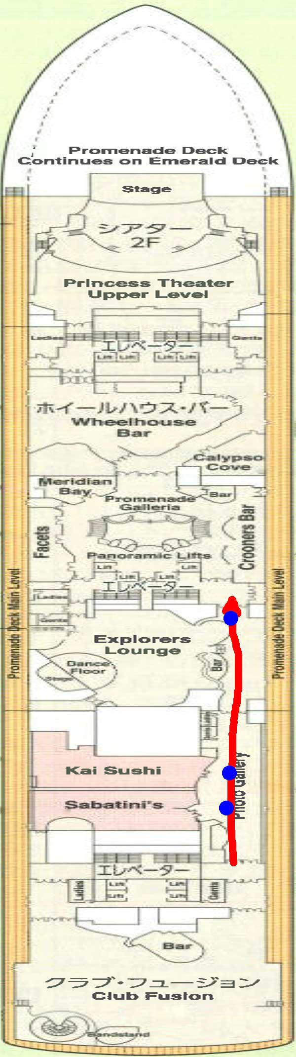 7階船内地図サバティーニ付近